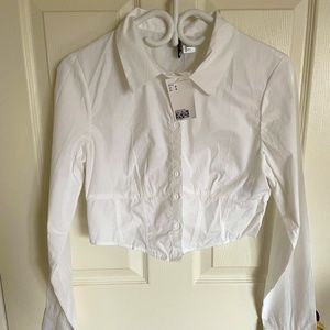 Cropped button-up blouse